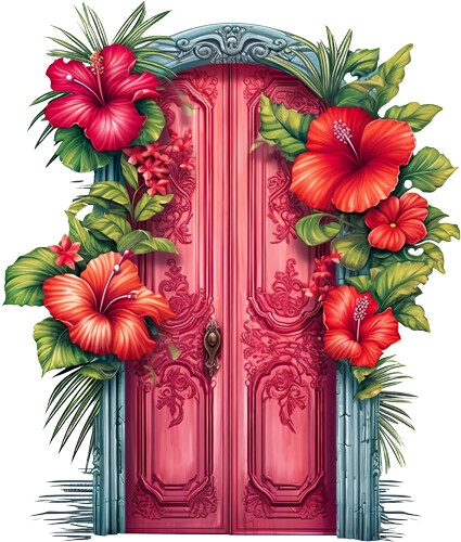Tür mit blumen - mit,